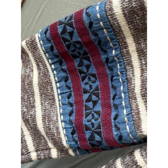 THML Striped Boho Dress XS Geometric Sleeve Detail Lace-Up Tassel Southwestern - Picture 5 of 7